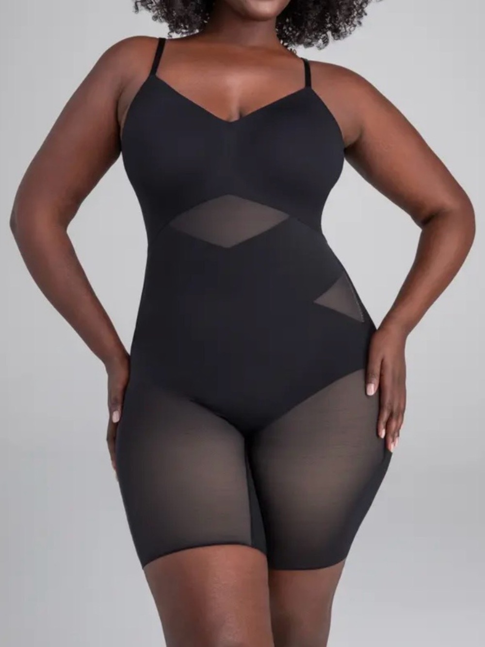 Honeylove Mid-Thigh Bodysuit Shapewear Black XL Sculptwear Seamless Compression